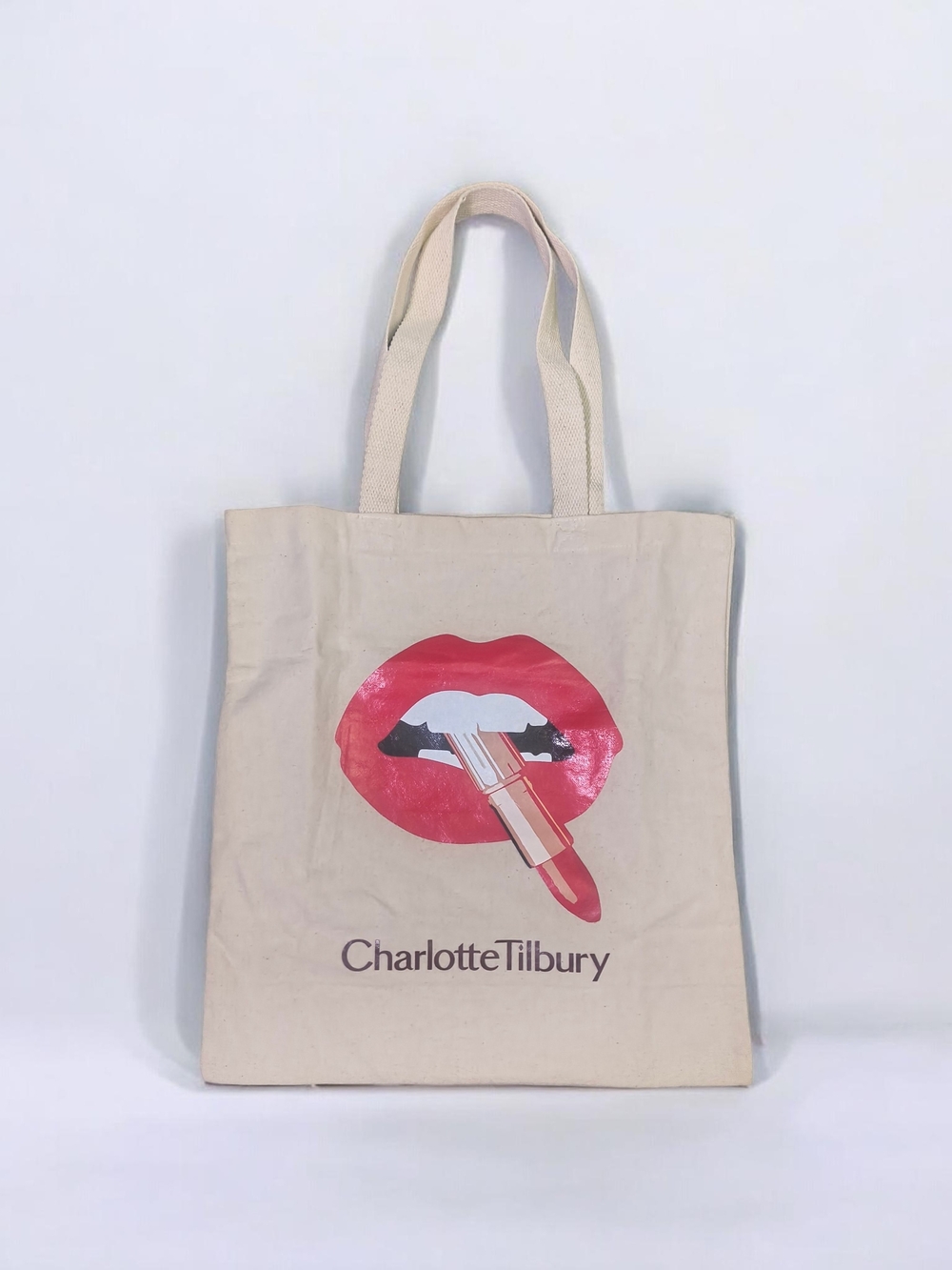 Charlotte Tilbury Canvas Tote Bag NWOT Lipstick Lips Graphic Reversible Tote